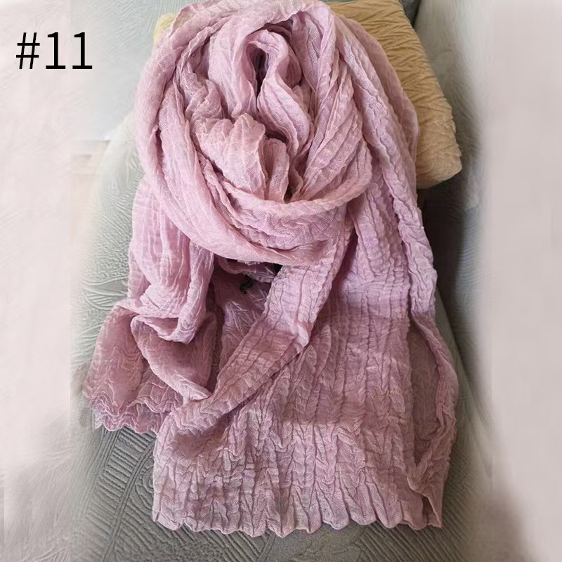 T1056 New cotton and linen solid color wrinkled ladies scarf Arabic solid color headscarf