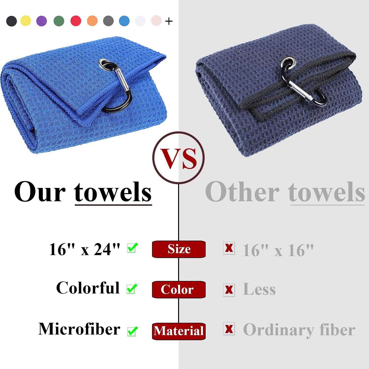 Wholesale Jacquard Embroidered Microfiber Waffle Weave Golf Towel Custom Logo Printed Manufactured in China