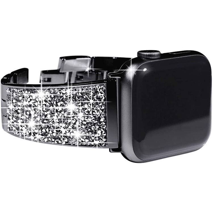 Luxury Diamond Embellished iWatch Band Premium Rhinestone Metal Strap Sparkling Designer Wristband for iWatch Series 1-8 Elegant Glamorous Bling Acces