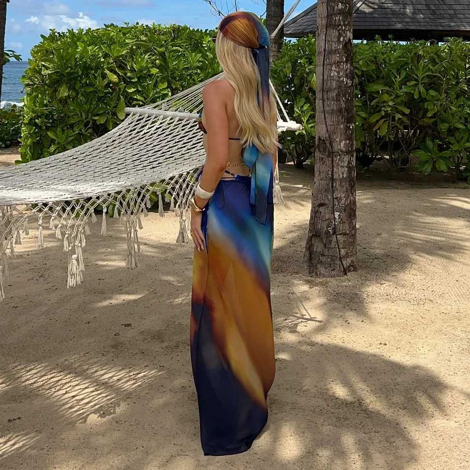 Sexy 3Pcs Bandeau Bikini Women Bikini Push Up Swimsuit Female Swimwear Floral Printed Swim Suit Halter Bathing Suit Beachwear XJ250624