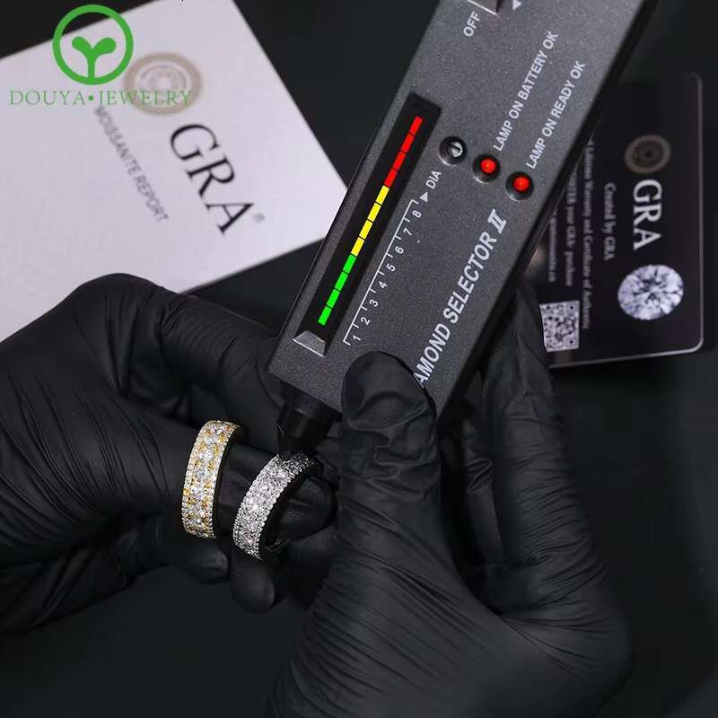 Hip Hop Style 925 Sterling Silver Exquisite Round Moissanite Ring Cool Rings for Men and Women