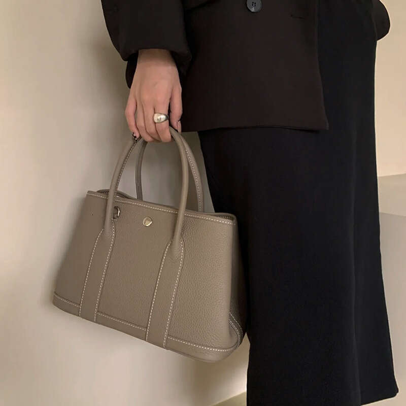 2025 New TOGO Cowhide Women's Single Shoulder Tote Versatile Garden Handbag Large Shopping Bucket Bag