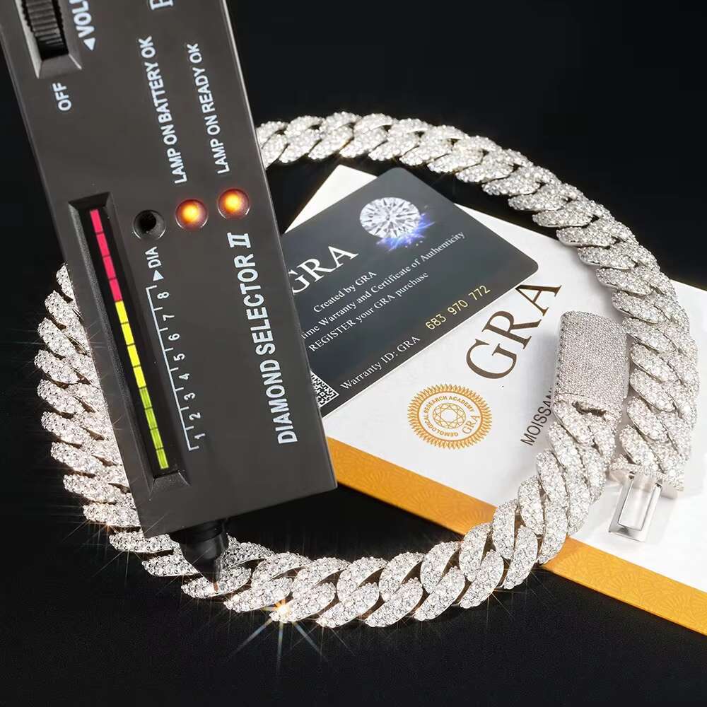 Pass Diamond Tester Moissanite Hip Hop Cuban Chains Jewelry 16mm 925 Sterling Silver VVS Moissanite Miami Cuban Link Chain