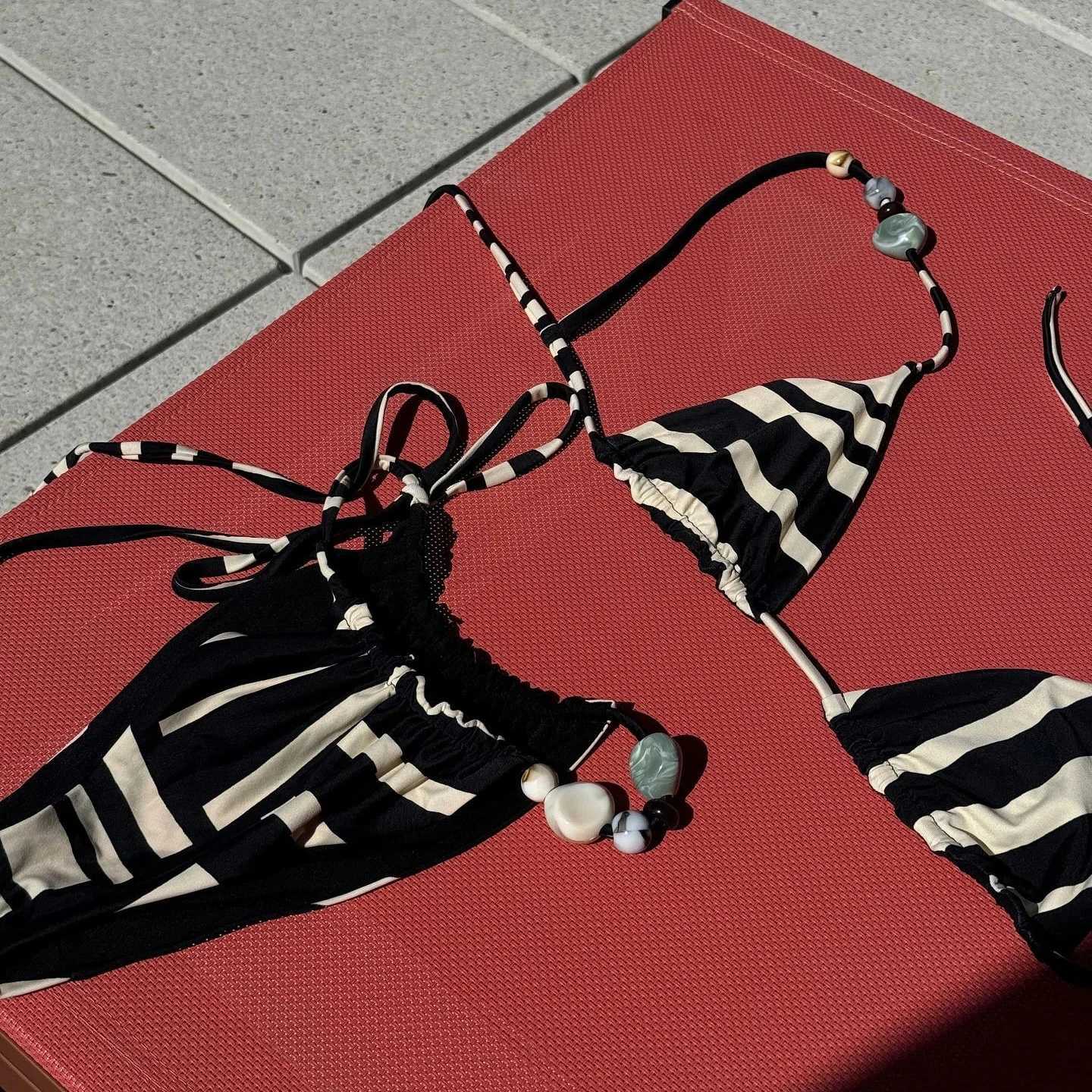 Sexy Bikini Women Swimsuit Female Swimwear Bandeau Biquini Thong Bathing Suit Shiny Swimming Suits Halter Bodysuit Beachwear XJ250624