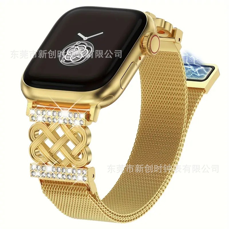 Stylish Magnetic Rhinestone Set Band for Apple Watch Series 10 High End Light Luxury Strap for Summer