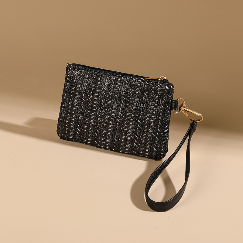 Free Shipping 2025 New Designer Bag Summer Women's Mini Wallet Cross-border Straw Element Coin Purse Wrist Lightweight Card Holder Coin Bag