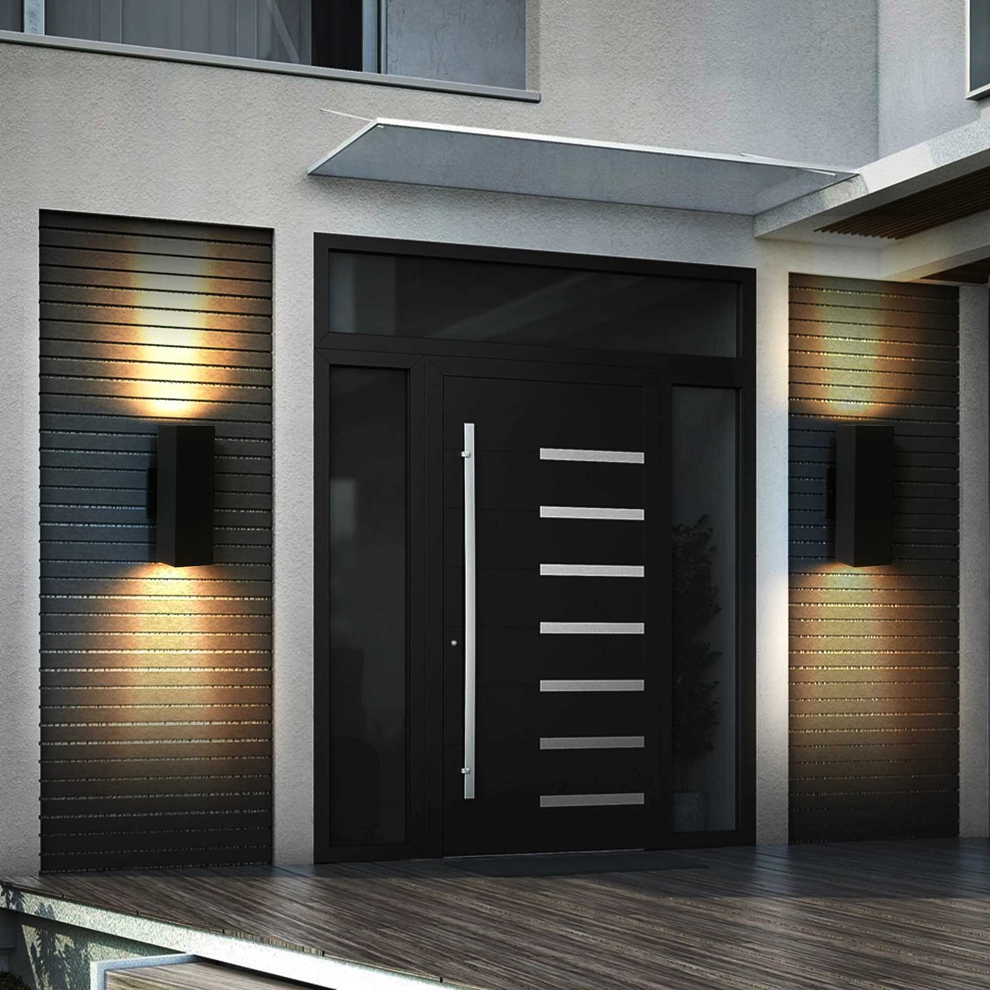 2-Pack Outdoor Wall Light IP65 Waterproof Up Down GU10 Bulb Wall Sconce Black Aluminum Exterior Light for Porch Patio Garage XJ250624