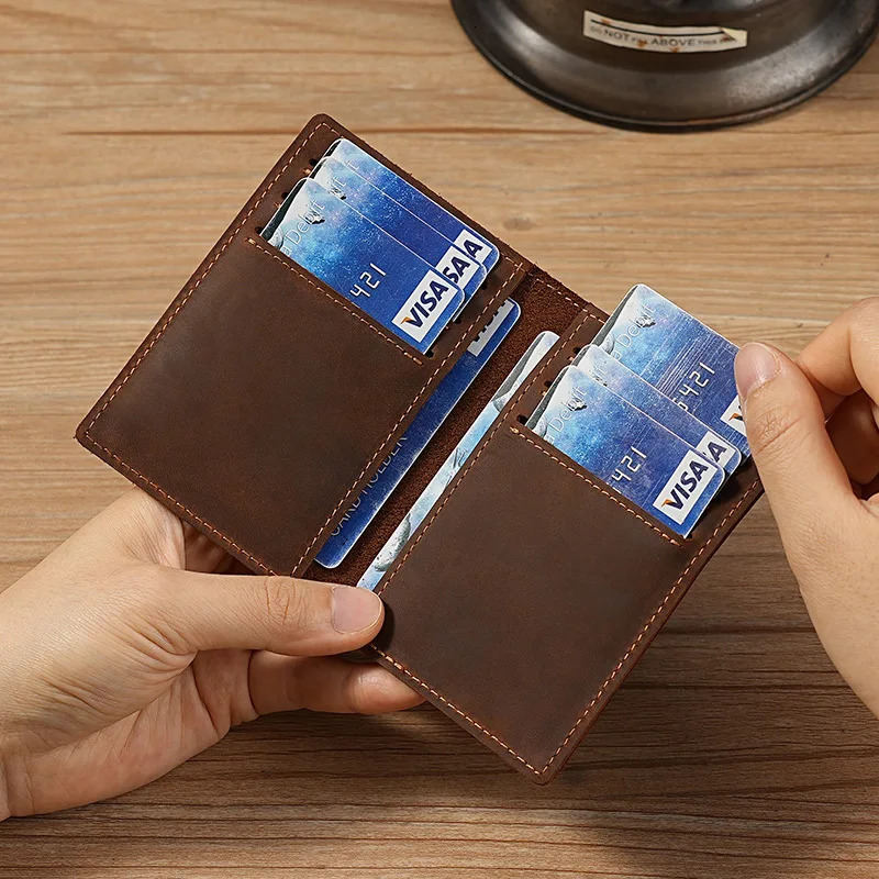 Handmade Credit Cards Wallet Vintage Style Minimalist Leather Credit Card Holder Wallet for Men Protector Sleeve 250624