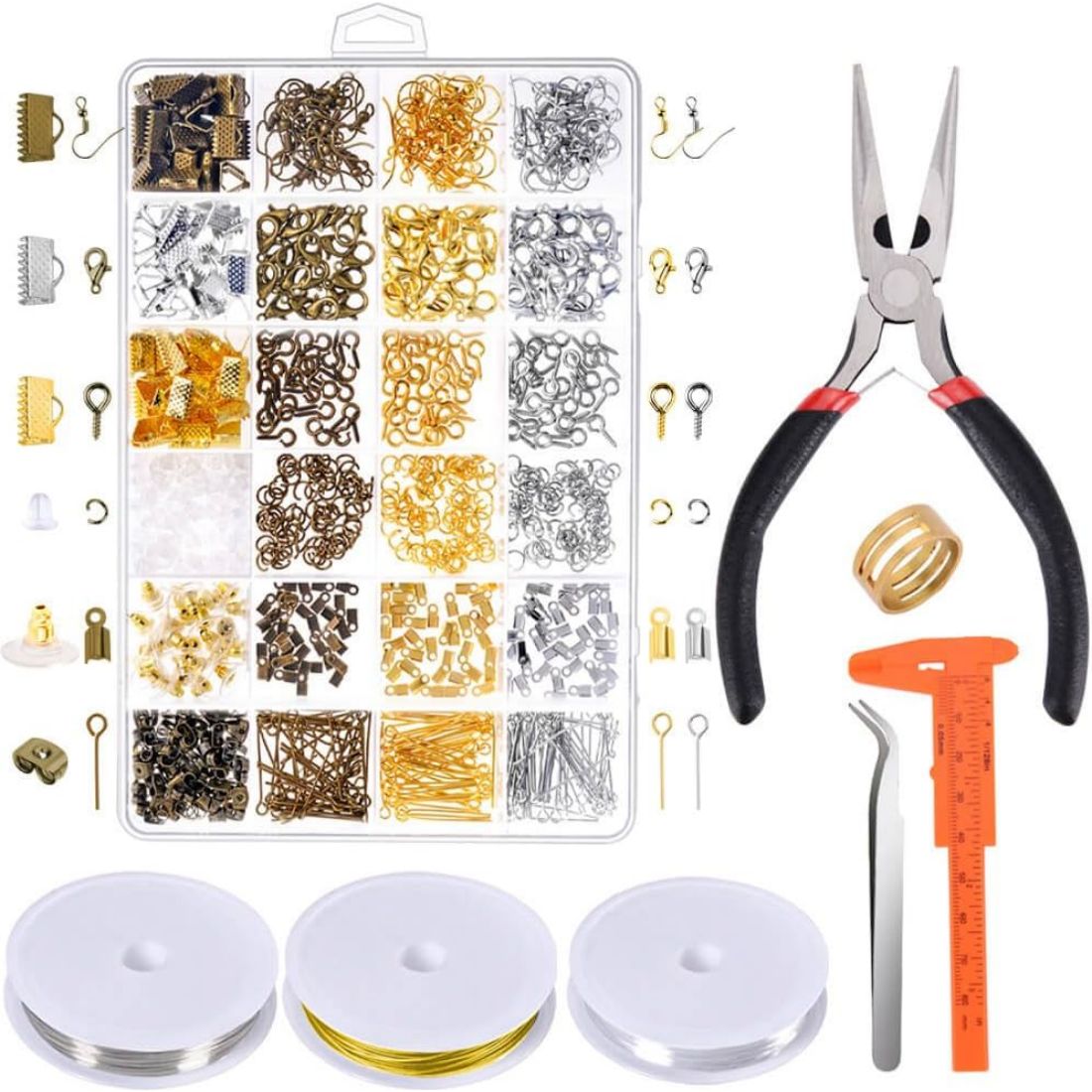 Jewelry Findings Set Jewelry Making Kit Jewelry Findings Starter Beading Making and Repair Tools Kit Earring Accessory Pliers and Forceps Tool