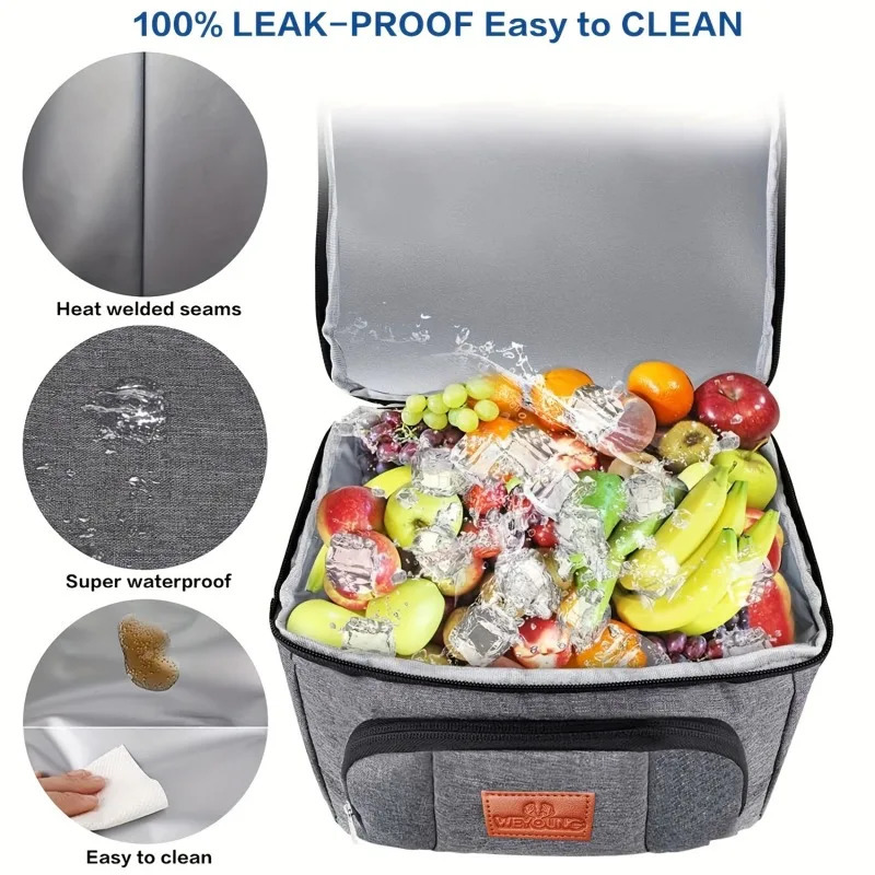 Multifunctional Double Layers Tote Cooler Lunch Bags for Women Men Large Capacity Travel Picnic Lunch Box with Shoulder Strap 250624