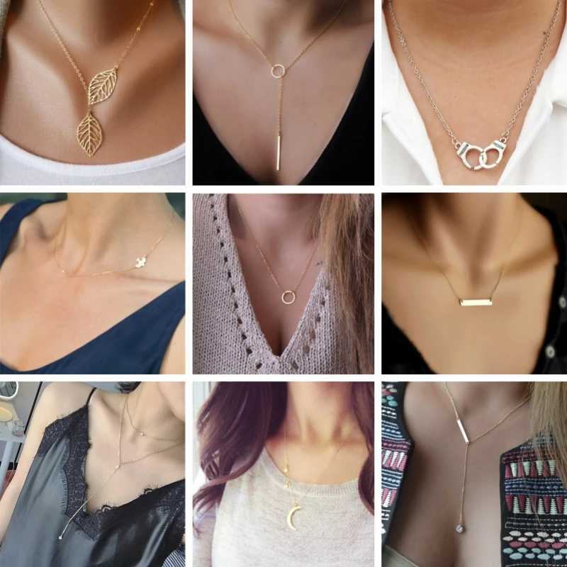 New Minimalist Pendant Womens Necklaces Cross Leaf Silver Color Knot Design Female Neck Jewelry Infinity Multilayers Collares V250625