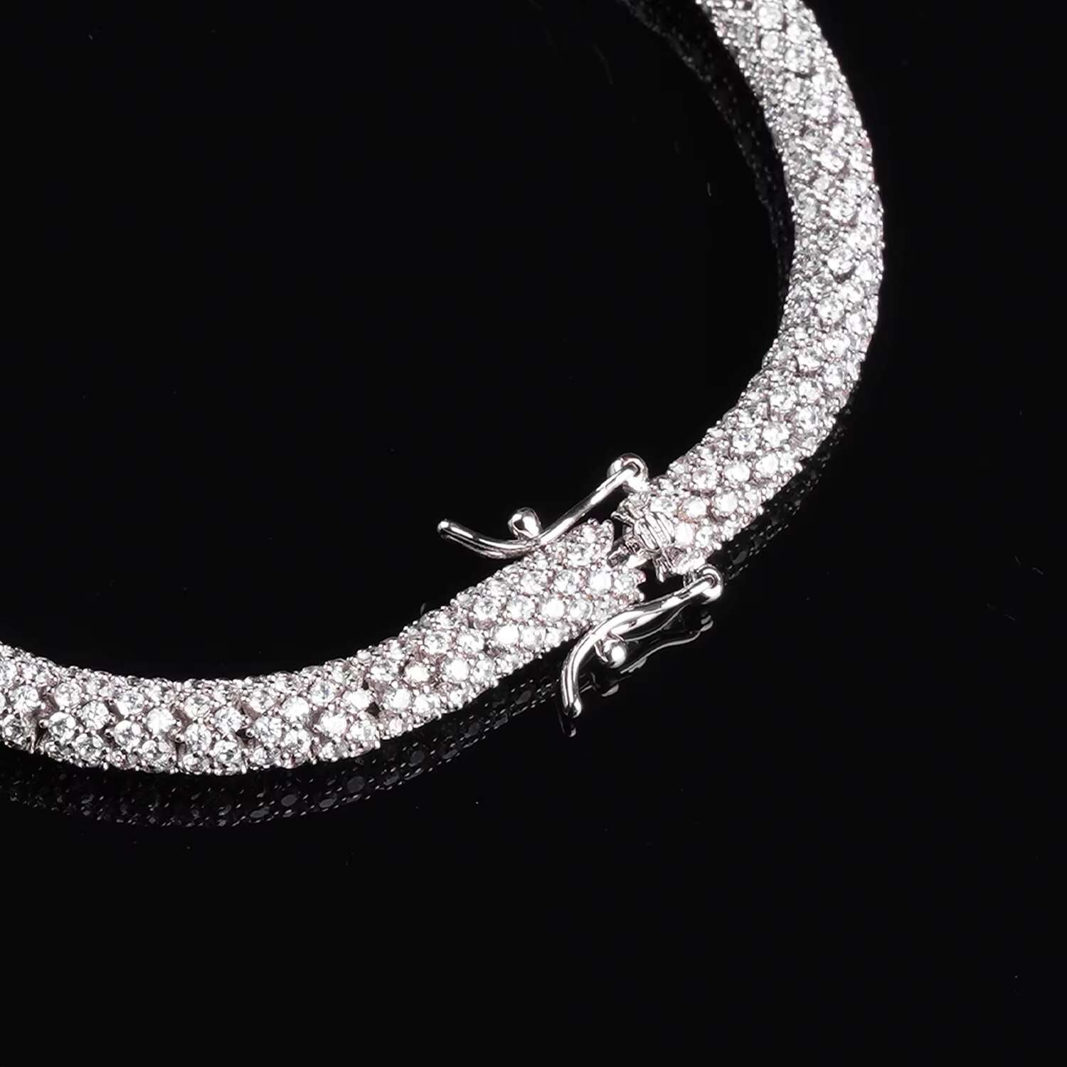 925 Sterling Silver Popcorn Mesh Strass Full Iced Out VVS Moissanite Corn Chain Choker Necklace