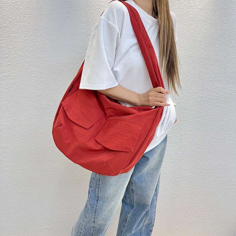 Korean Fashion INS Lightweight Tote for Women Large Capacity Simple Shoulder Relaxed Lazy Style Trendy Crossbody Bag