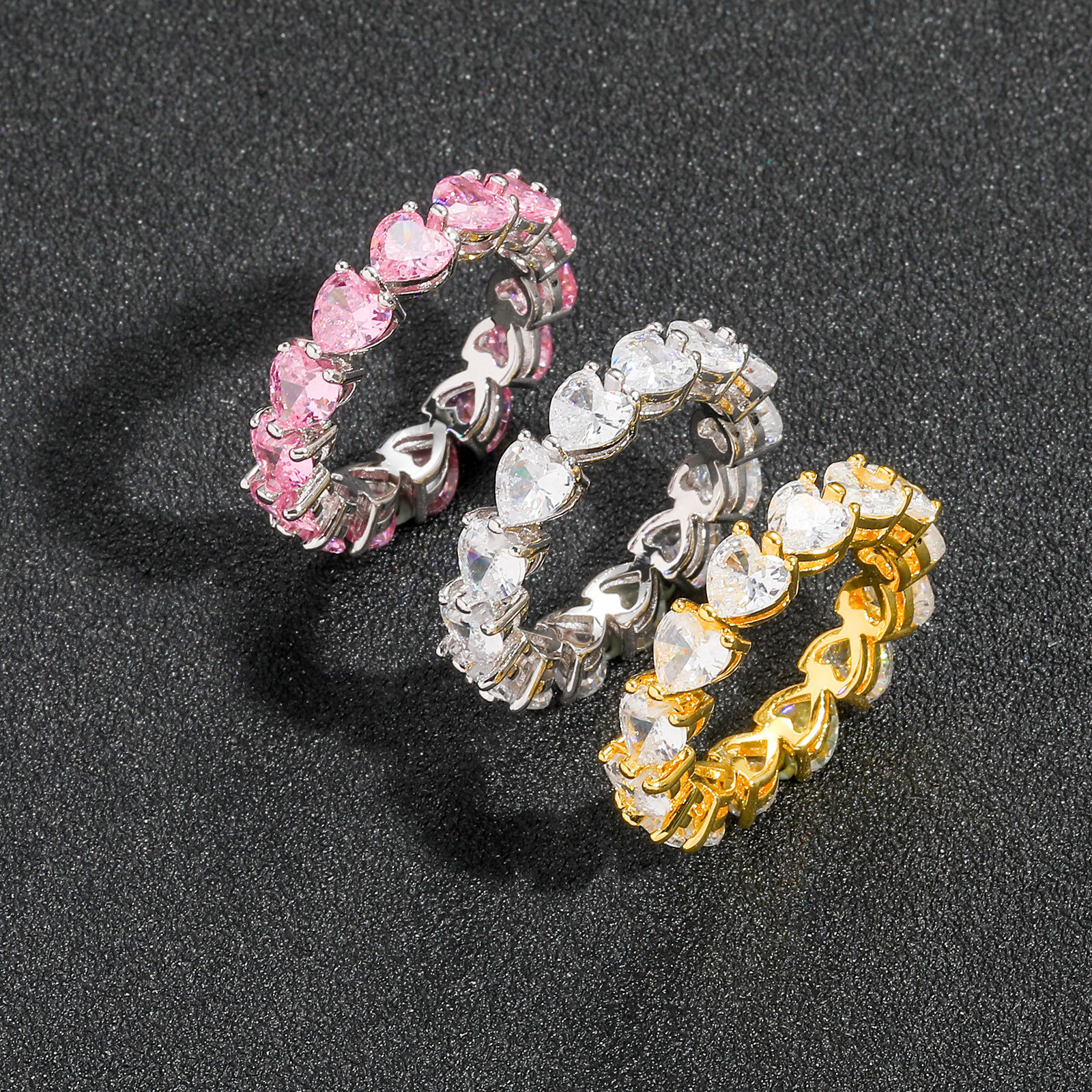 New Arrival Heart-Shaped Pink Moissanite Ring Bling Bling Unique Couple Rings with Heart-Shaped Moissanite for Both Men and Women Pass the diamond tes