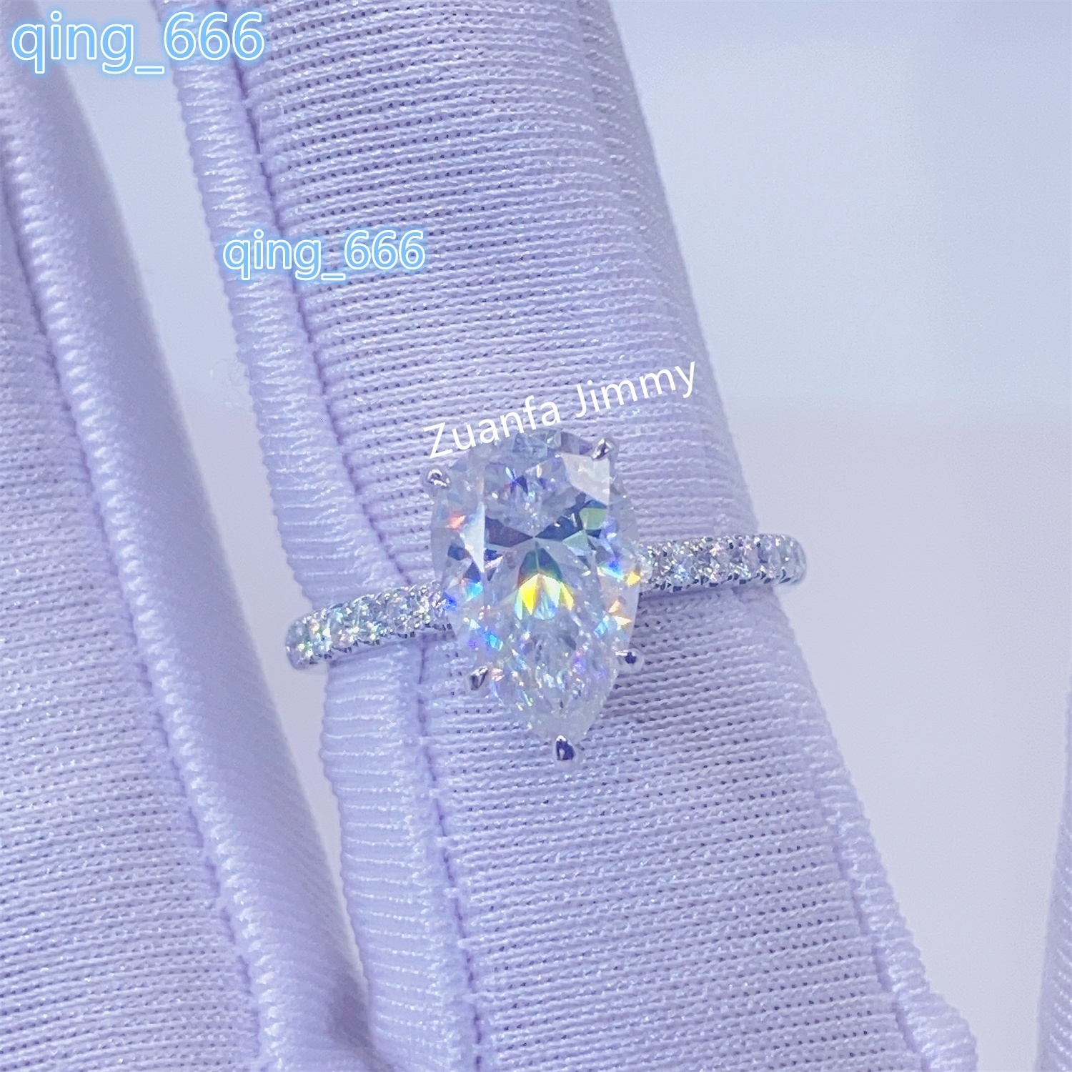 Pass Diamond Tester Luxury 3CT Pear Diamond 925 9k 10k 14k Solid White Gold Moissanite Engagement Ring Wedding Bridal Jewelry