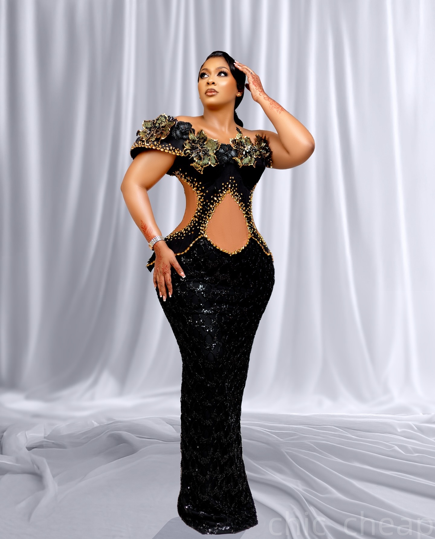 Black Mermaid Prom Dresses 2025 FLowers Crystals Sequined Illusion Evening Formal Party Second Birthday Engagement Gowns Plus Size Dress For Special O