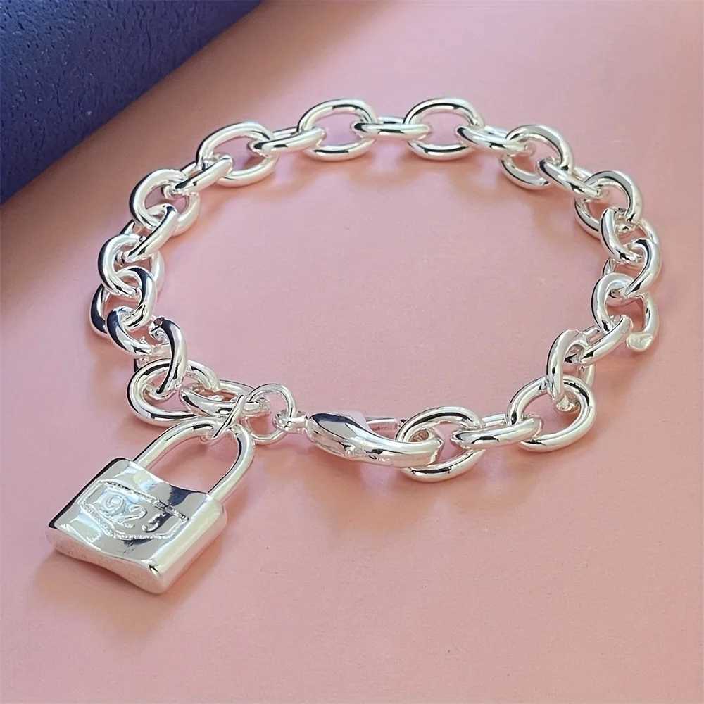 charm lock 925 sterling silver chain bracelet for women ladies men lovers wedding party gift daily outfits parties holiday gifts X250625