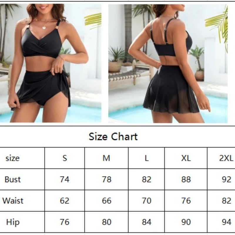 2PC/set Mesh Skirt Swimsuit Womens Cross Top Knot Shorts Bikini High Waisted Sexy Mesh Splicing Bikini Suit Summer Beach Suit XJ250624