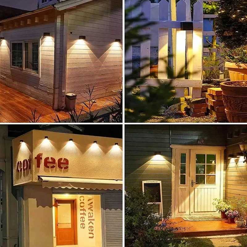Outdoor Solar Wall Light 2 Lighting Modes Warm White/RGB Square Modern Solar Lights for House Porch Garden Patio Fence Decor XJ250624