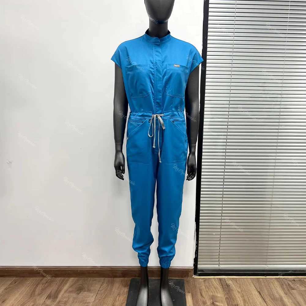 lticolour Jogger Jumpsuit Nurse Scrubs Uniforms Medical Clinical Clothes Doctor Nursing Uniforms Short Sve Pocket Overalls W250625