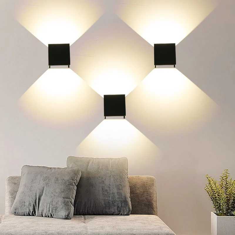 12W Outdoor Wall Light Waterproof IP65 LED Veranda Yatak Odas Oturma Odas Alminyum Siyah Beyaz yukar aa balkon dekorasyonlar XJ250624