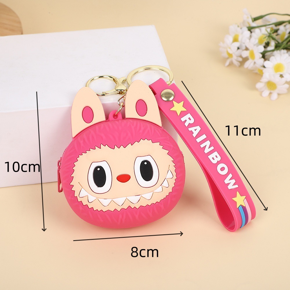 Free Shipping 2025 New Designer Bag Labubu Cartoon Keychain Silicone Bag Couple Storage Bag Children's Toy Coin Purse Gift Pendant Wholesale