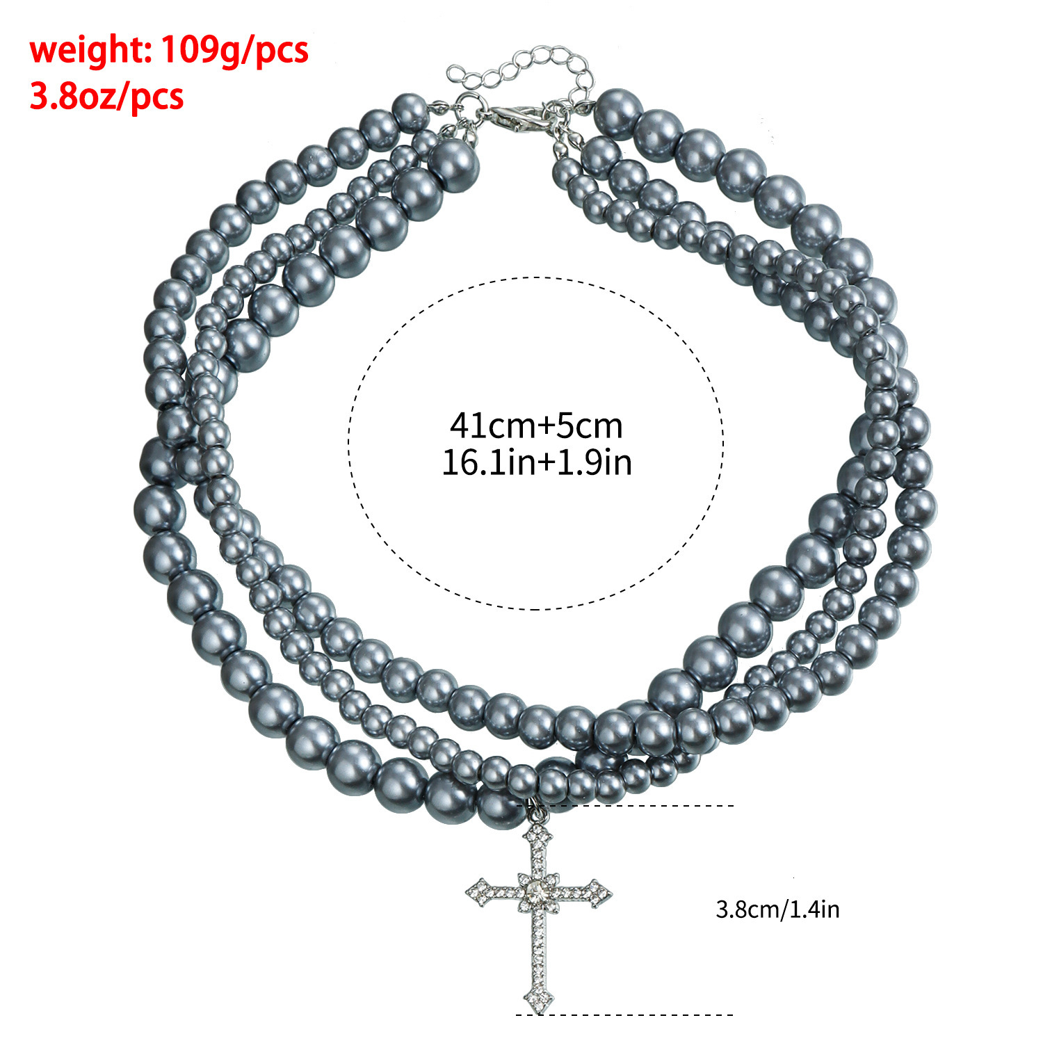 Jewelry Light High-end Clavicle Chain Spray-painted Glass Handmade Beaded Inlaid Dia Cross Multi-layer Necklace Jewelry for Women