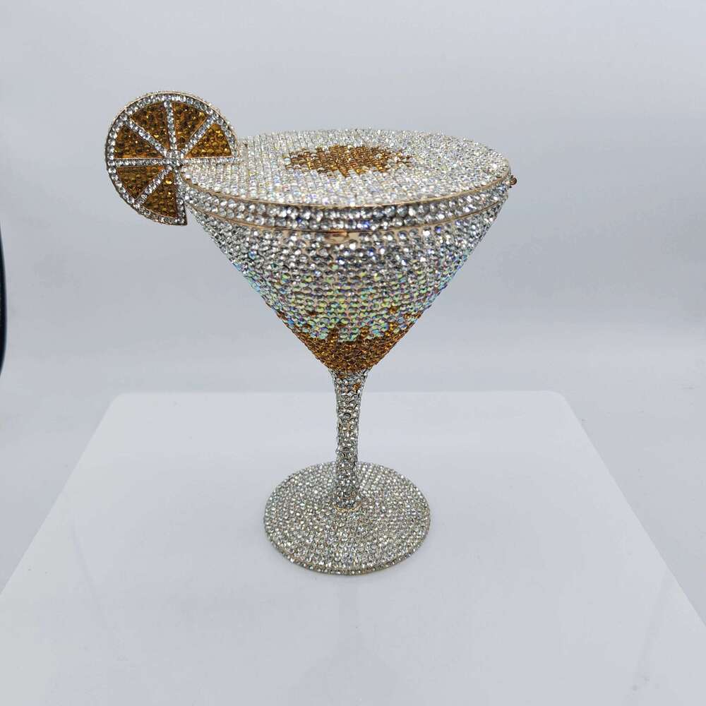 Hot Selling High Quality Goblet Shape Martini Tail Crystal Studded Dinner Clutch Rhinestone Women Evening Bag Designer Bags