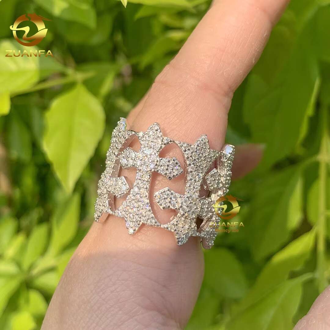 Iced Out Jewelry Luxury Style S925 With Vvs Moissanite Diamond Custom Ring Pass Diamond test Hip Hop Ring