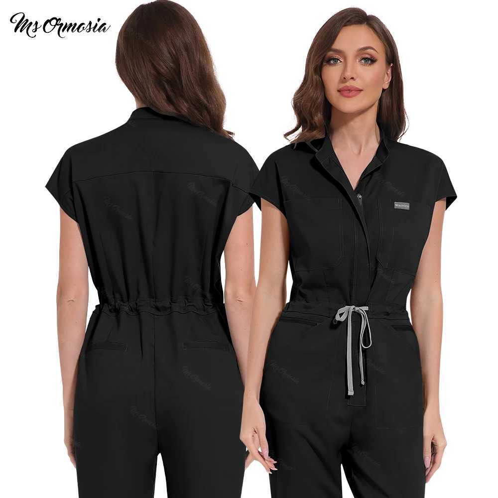 lticolour Jogger Jumpsuit Nurse Scrubs Uniforms Medical Clinical Clothes Doctor Nursing Uniforms Short Sve Pocket Overalls W250625