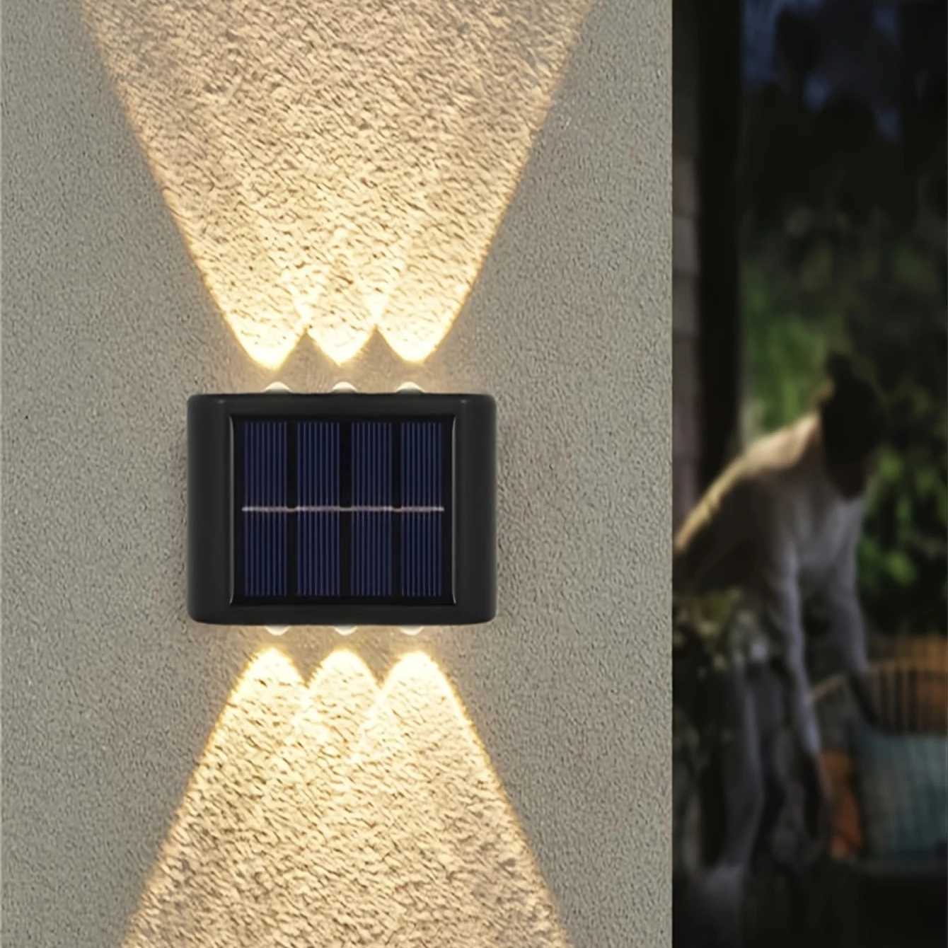 10LED Solar Wall Lamp Outdoor Waterproof Up And Down Solar Lights Luminous Lighting Garden Decoration Stair Fence Sunlight Lamp XJ250624