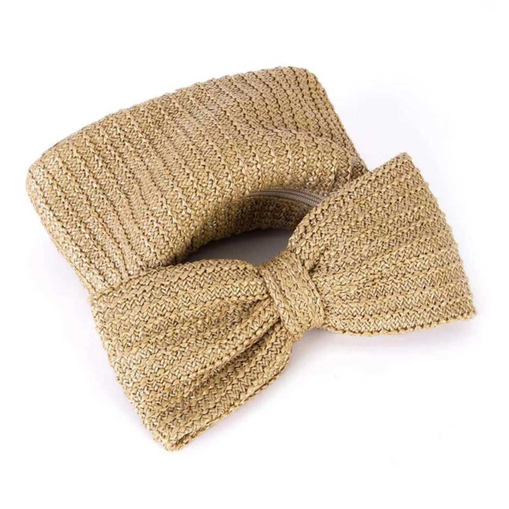 Straw Woven Handbag Women Bow Purse Girls Handmade Beach Clutch Bag Ladies Summer Crochet Handle Bag For Party Wedding Evening M250625