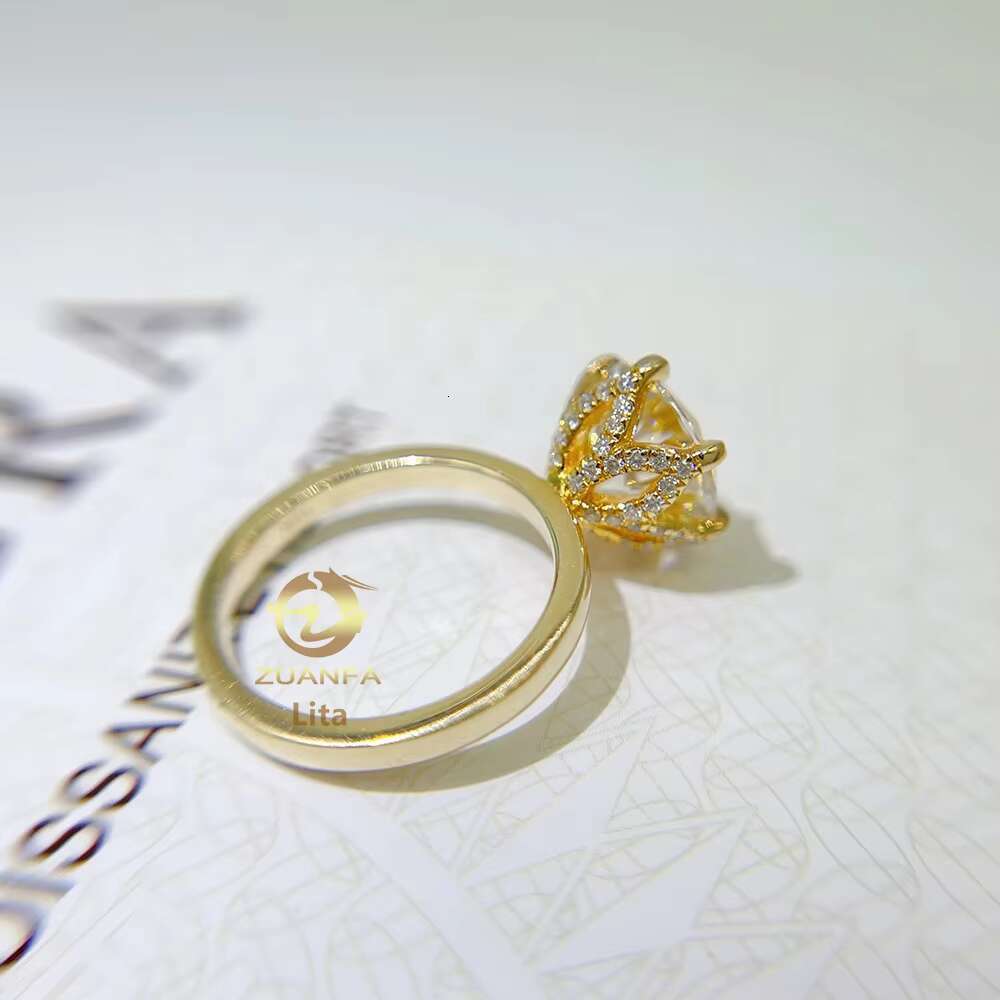 Top Quality Best Price Round Shape 3ct Engagement Wedding Gold Plated 925 Sterling Silver Moissanite Rings