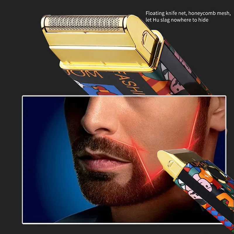 Kemei KM-RS7098 Mini Portable Electric Shaver For Men Razor Fashion Random Graffiti Beard Trimmer Hair Shaving Machine W250625