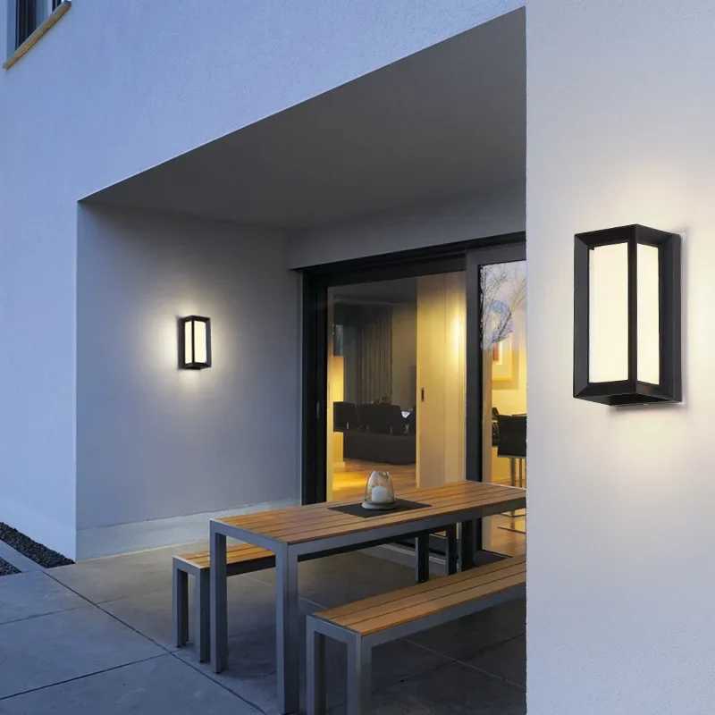 Outdoor E27 LED Aluminum Frame Wall Light 85-265V IP65 Waterproof Porch Lamp Garden Exterior Decor Sconce Lamp 12W 15W 20W 25W XJ250624