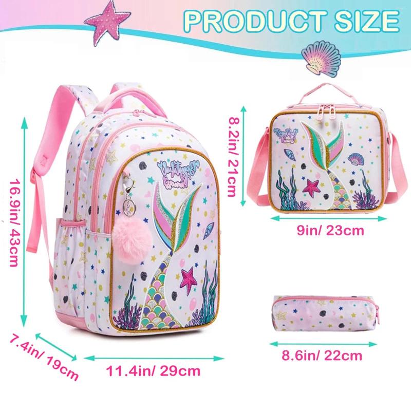 School Bags 3PCS For Girls Back To Backpack Set With Lunch Bag Kids Bookbag Elementary Students Mochilas - view 3