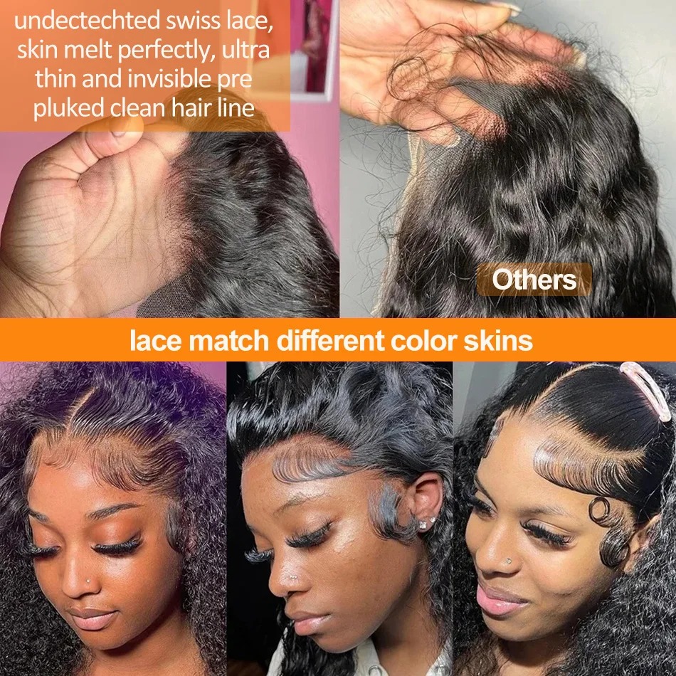 Brazilian 250density HD Deep Wave Lace Frontal Wigs 13x4 Water Curly Human Hair Glueless Lace Front Wig 30 34 Inch Kinky Curly Wear and Go Gluless Wig