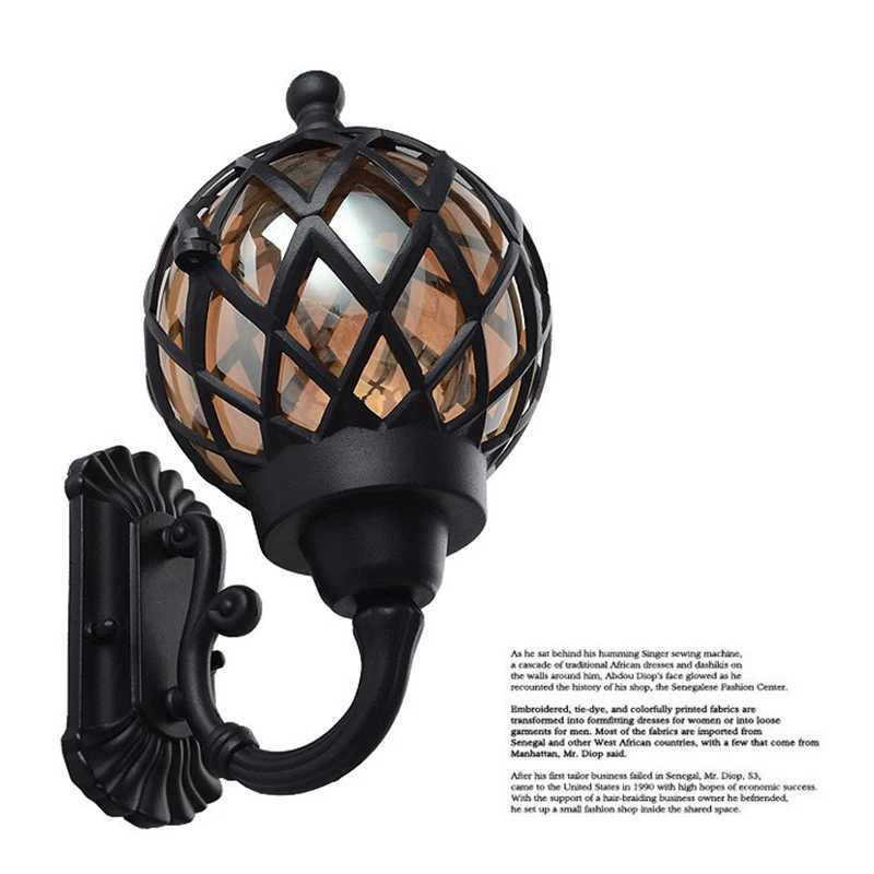 European Outdoor Waterproof Wall Lamp Balcony Garden Yard Decor LED Lighting Creative Glass Ball Black Aluminum Lighting FixtureXJ250624