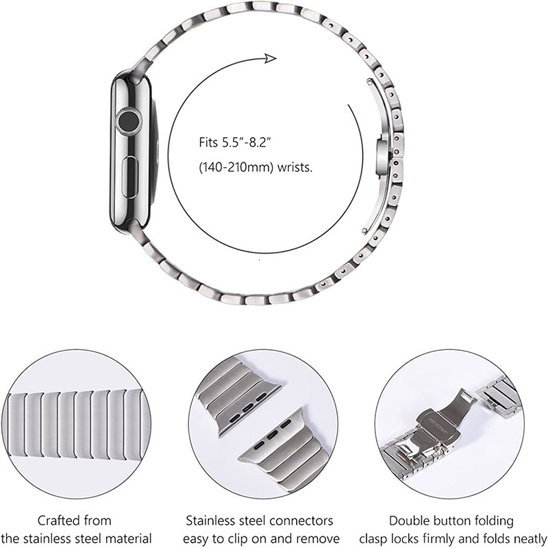 Luxury Premium Stainless Steel Designer iWatch Band Business Style Unique One-Piece Apple Watch Strap for Series 1-8 Ultra