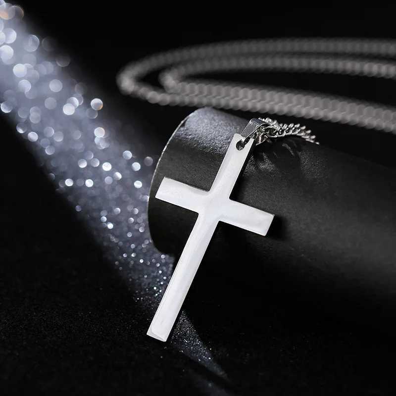 Fashion Stainless Steel Cross Pendant Necklace Unisex Punk Hip Hop Link Chain Charm Jewelry for Boys Girls Cool Gift V250625