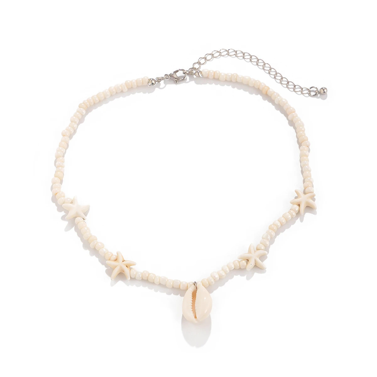 Ingemark Boho Summer Beach Colorful Seed Bead Chain Necklace for Women Kpop Starfish Conch Pendant Choker Y2K Holiday Jewelry 250625