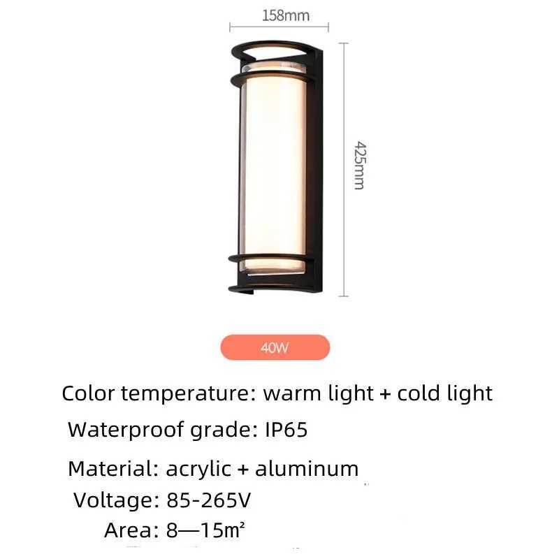 Simple LED Wall Light Waterproof IP65 Aluminum Wall Lamp 40W 85~265V For Outdoor Path Porch Street Garden Sconce Decoration XJ250624