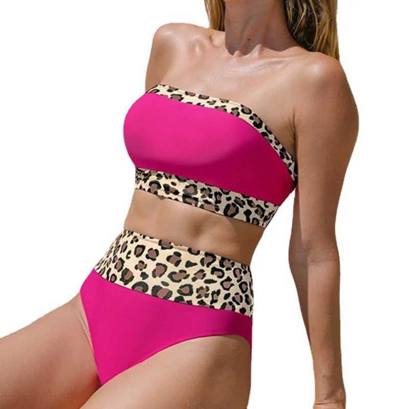 2025 new swimsuit bikini leopard print swimsuit split bikini XJ250624