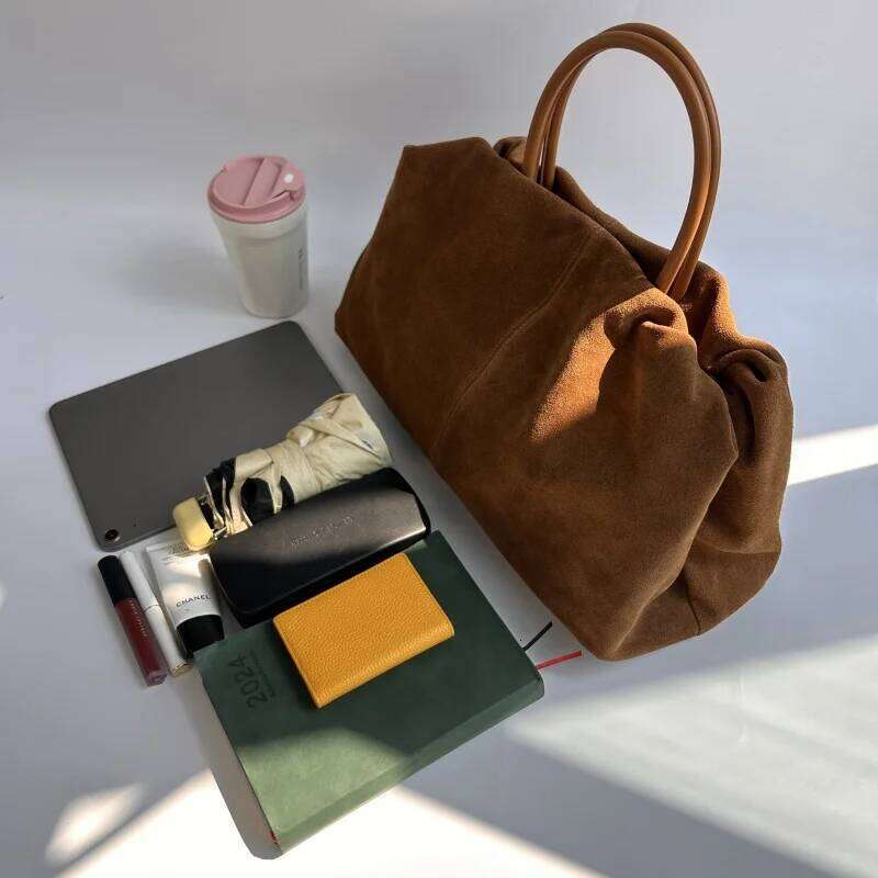 Luxurious Design Bags New Autumn and Winter Suede Frosted Tote Bag, Top Layer Cowhide Large Capacity Handbag For women, Fashionable Travel Bag