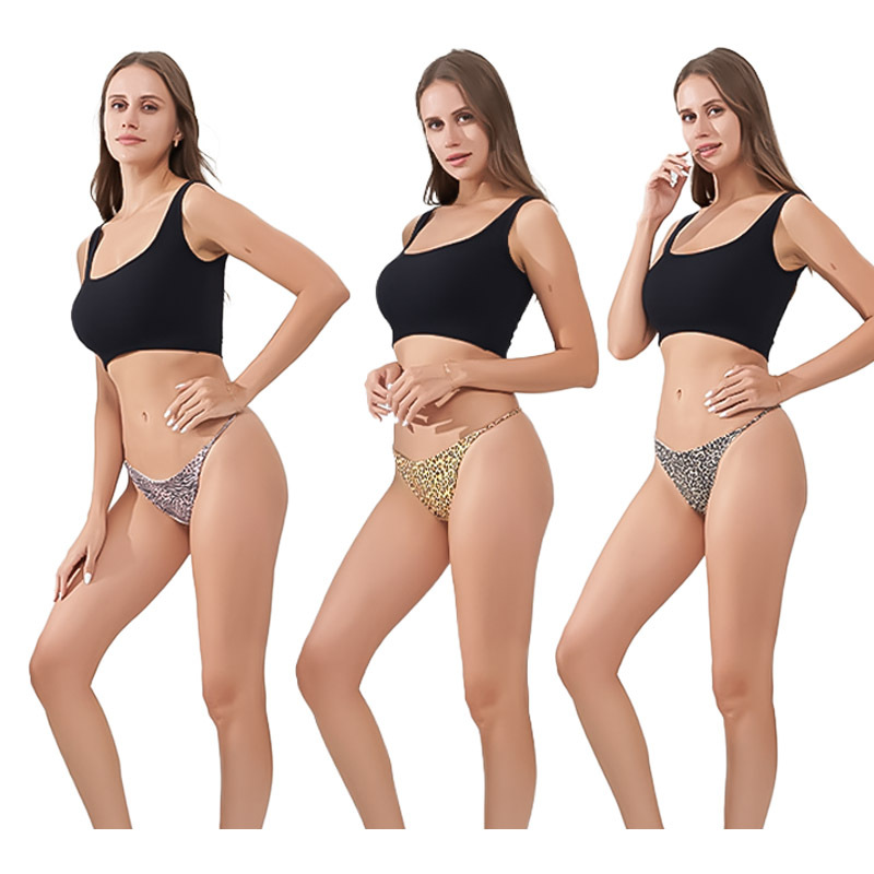 Leopard print thong women's slim strap low waist sexy triangle pants breathable invisible spot wholesale