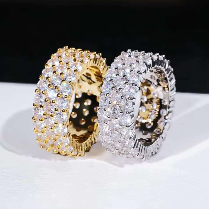 Iced Out VVS Moissanite Diamond Ring Sterling Silver S925 Classic Hip Hop Fine Jewelry Women Rings