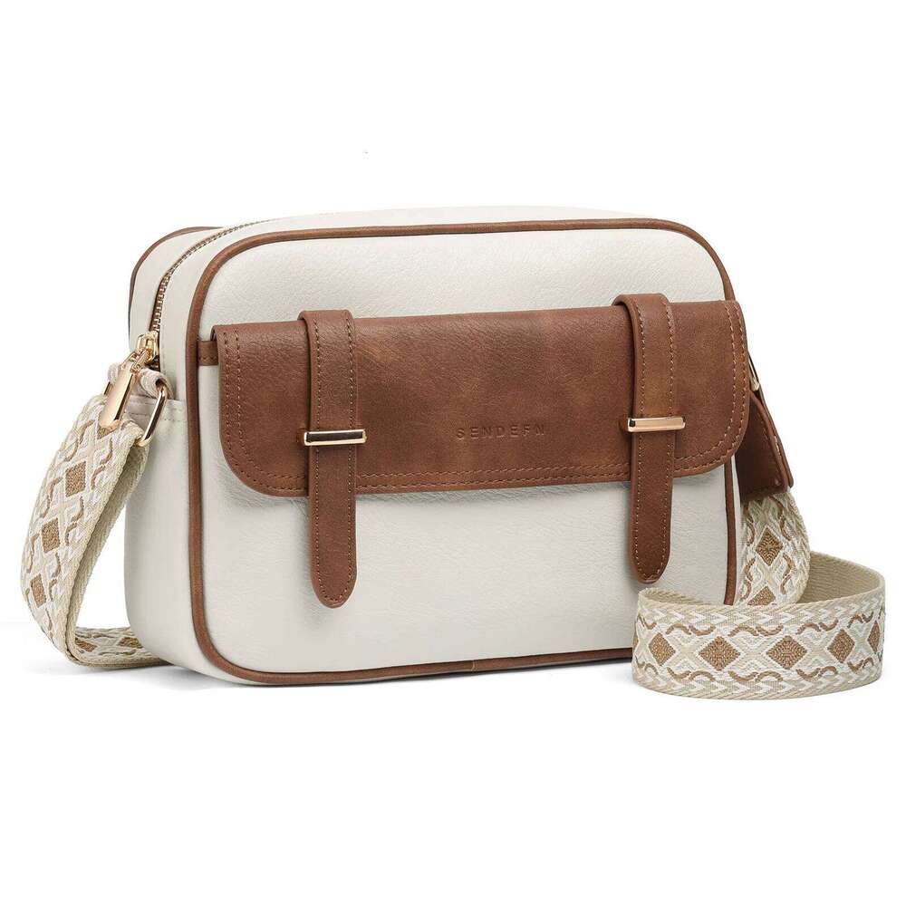 2025 New Women's Shoulder Retro PU Leather Wide Strap Crossbody Fashion Commuting Outdoor Messenger Bag