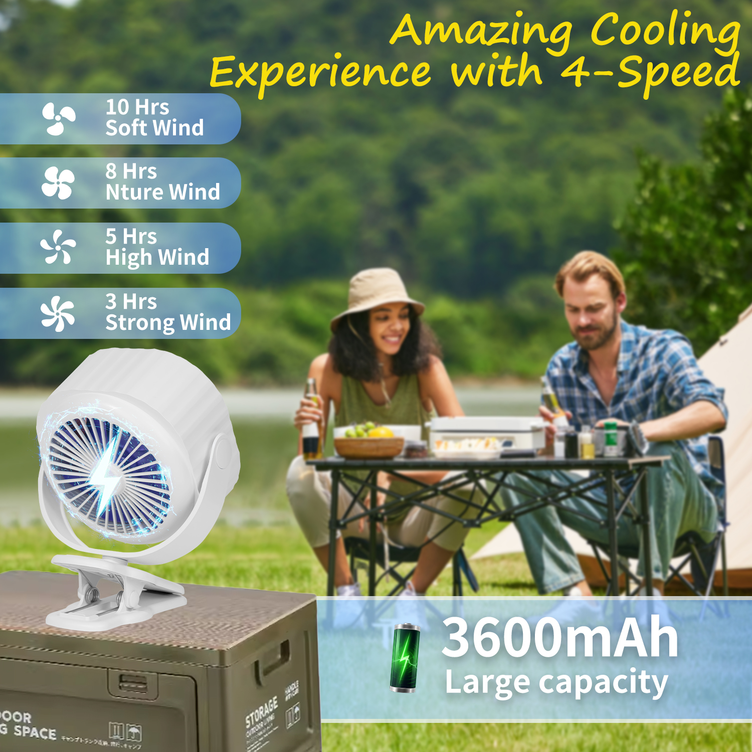 Portable handheld home mini outdoor m12b clip cycle fan long lasting cycle wind