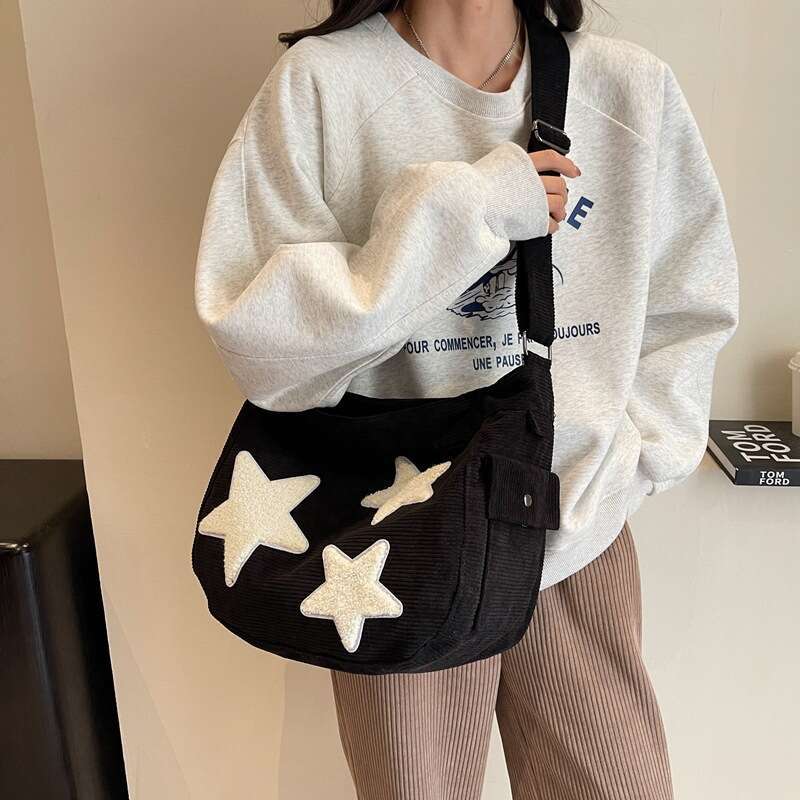 Corduroy Star for Women Summer Large Capacity Casual Crossbody 2025 New Versatile High-end Canvas Bag