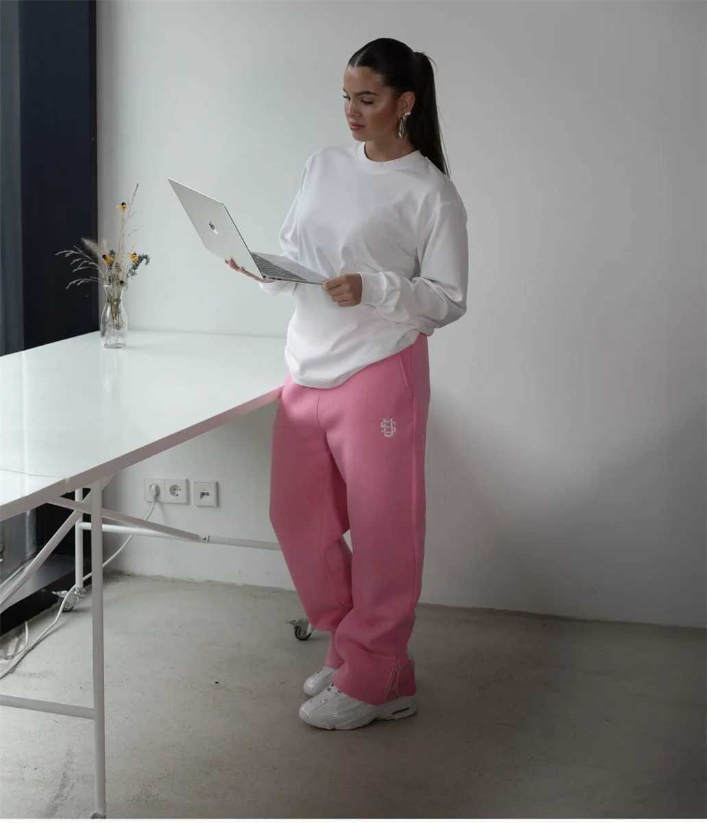 Casual Embroidery Slim Straight Pants Y2k Street Solid Color Sport Pants 2025 Fashion Harajuku Women Couple Tracksuit Leg Pants X250625